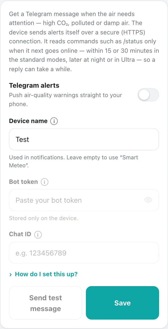 The Telegram card