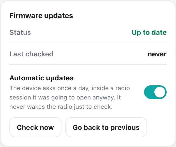 The Firmware updates card