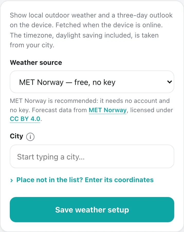 The Outdoor weather card