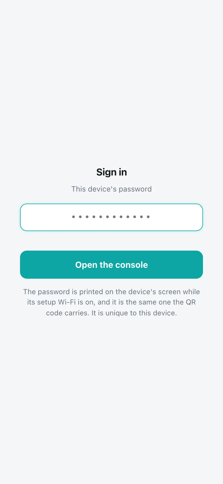 The sign-in page asking for this device's password